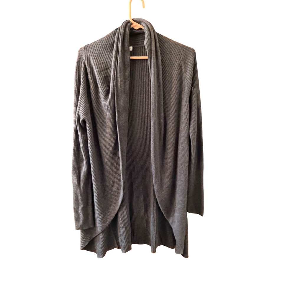 Leith Womens Gray Ribbed Open Front Cardigan Sweater Shawl Collar Size‎ Small